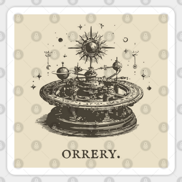 Vintage Orrery Mechanical Model of the Solar System Sticker by TuncGK