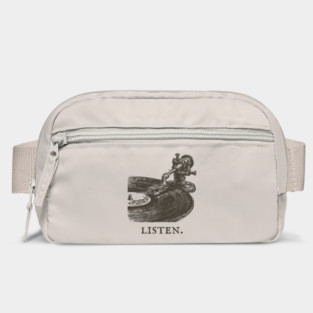 Listen Vintage Record Player Illustration Bag