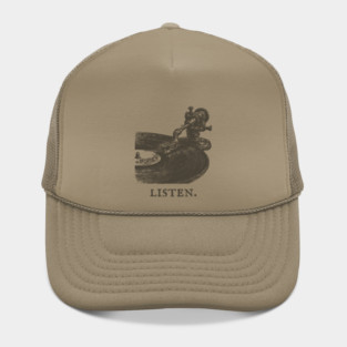 Listen Vintage Record Player Illustration Hat