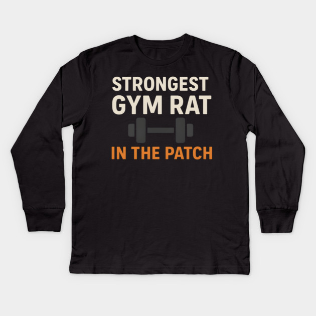 Strongest Gym Rat in the Patch Funny Fitness Halloween Graphic Kids Long Sleeve T-Shirt by MakerMind8.2