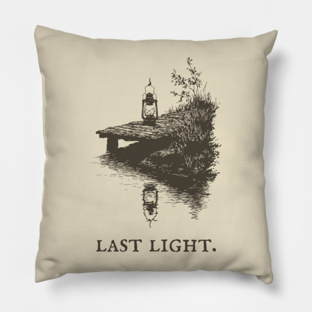 Last Light Lantern on a Dock Illustration Pillow by TuncGK