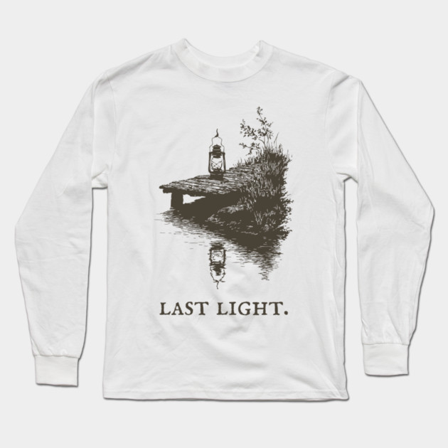 Last Light Lantern on a Dock Illustration Long Sleeve T-Shirt by TuncGK