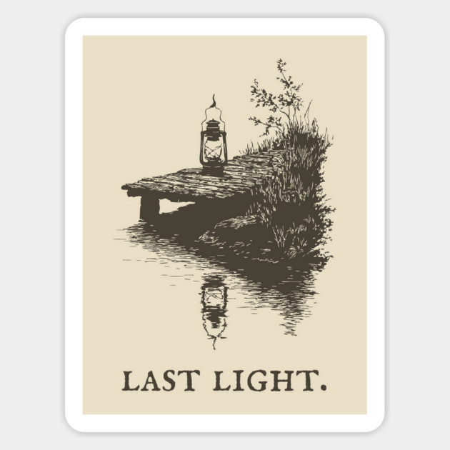 Last Light Lantern on a Dock Illustration Magnet by TuncGK