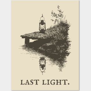 Last Light Lantern on a Dock Illustration Posters and Art