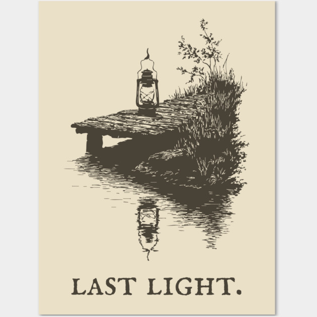 Last Light Lantern on a Dock Illustration Wall Art by TuncGK