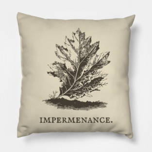 Impermanence Decaying Leaf Illustration Pillow