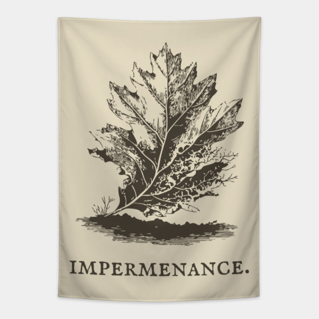 Impermanence Decaying Leaf Illustration Tapestry by TuncGK