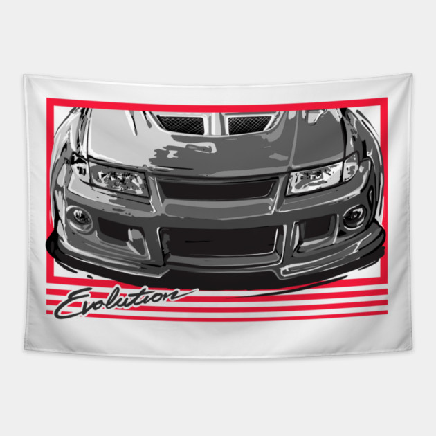 Mitsubishi Lancer evolution Rally JDM Car Tapestry by monsalveautos
