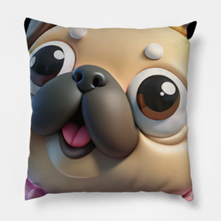Adorable Fat Pug Queen - Kawaii Puppy & Crown Design Pillow