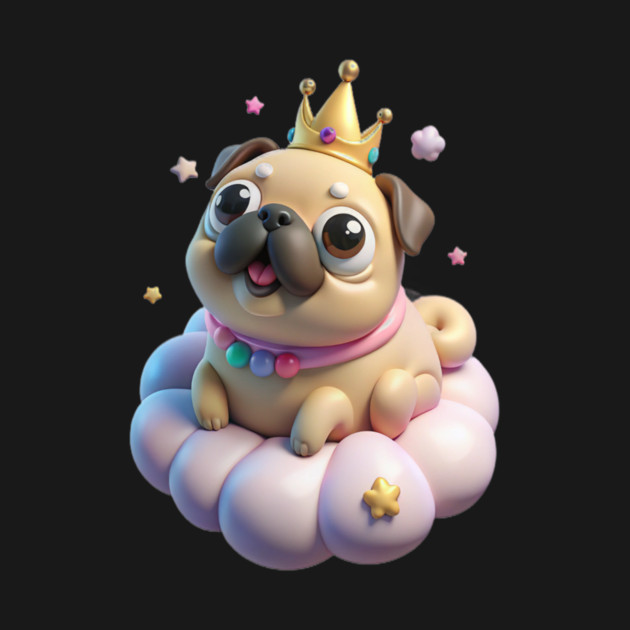 Adorable Fat Pug Queen - Kawaii Puppy & Crown Design by IamActiveDog