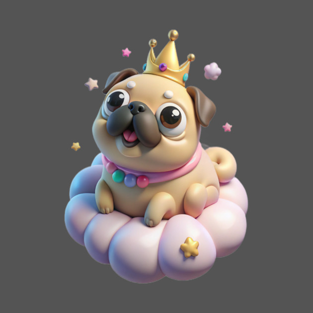 Adorable Fat Pug Queen - Kawaii Puppy & Crown Design by IamActiveDog
