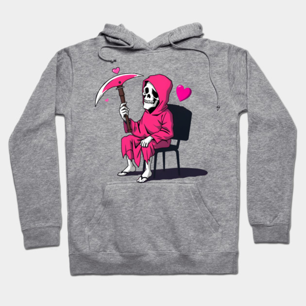 Pink Grim Reaper Sitting in a Chair Hoodie by MCALTees