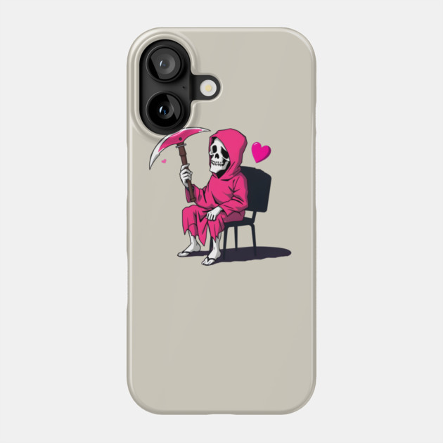 Pink Grim Reaper Sitting in a Chair Phone Case by MCALTees