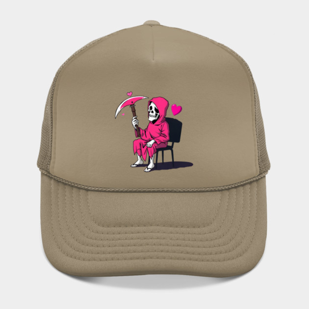 Pink Grim Reaper Sitting in a Chair by MCALTees
