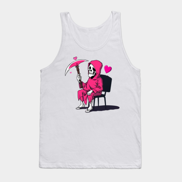 Pink Grim Reaper Sitting in a Chair Tank Top by MCALTees
