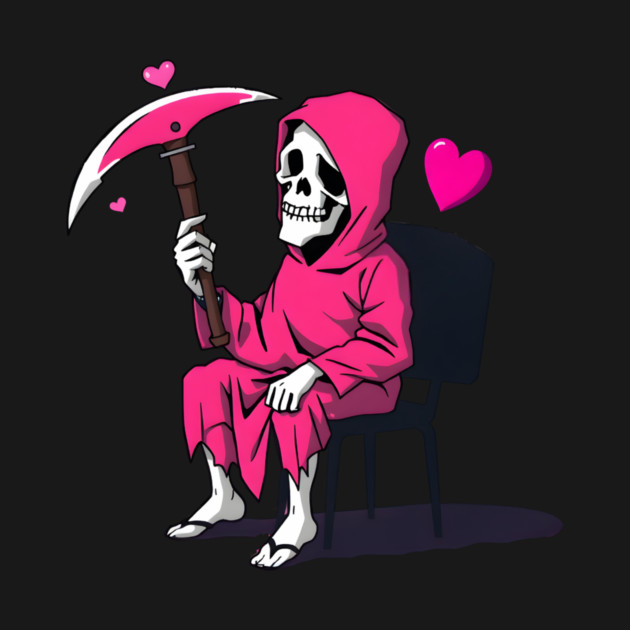 Pink Grim Reaper Sitting in a Chair by MCALTees
