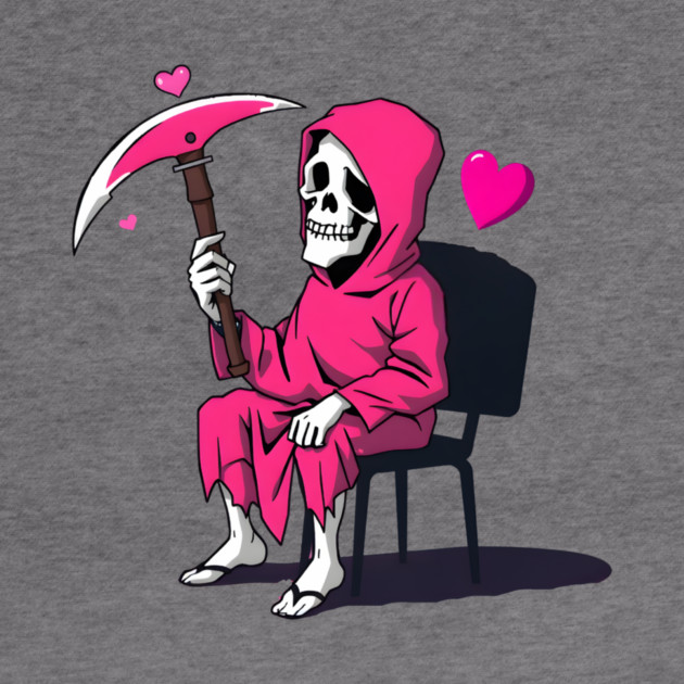 Pink Grim Reaper Sitting in a Chair by MCALTees