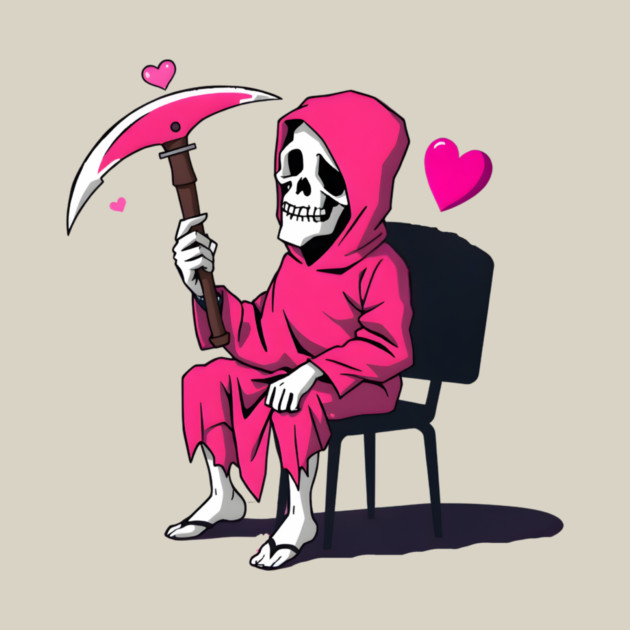 Pink Grim Reaper Sitting in a Chair by MCALTees