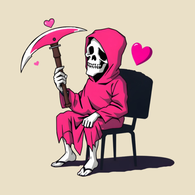 Pink Grim Reaper Sitting in a Chair by MCALTees
