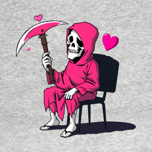 Pink Grim Reaper Sitting in a Chair by MCALTees