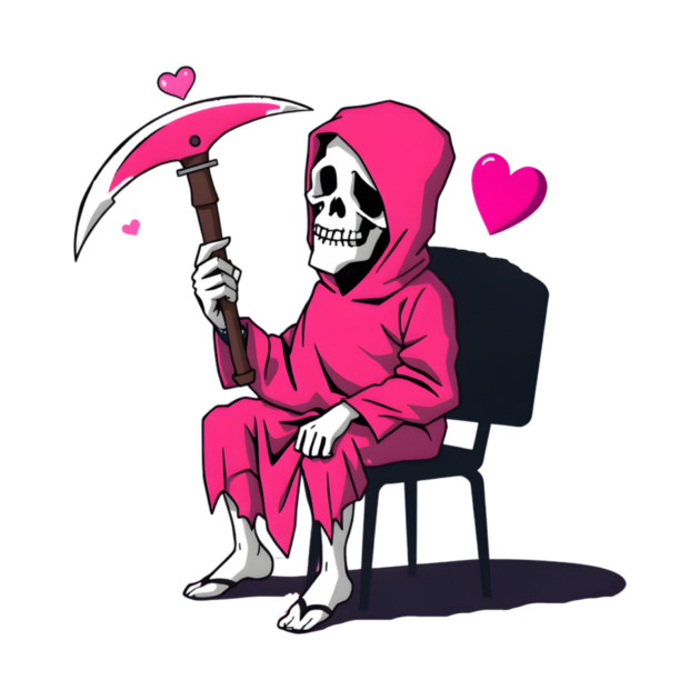 Pink Grim Reaper Sitting in a Chair by MCALTees