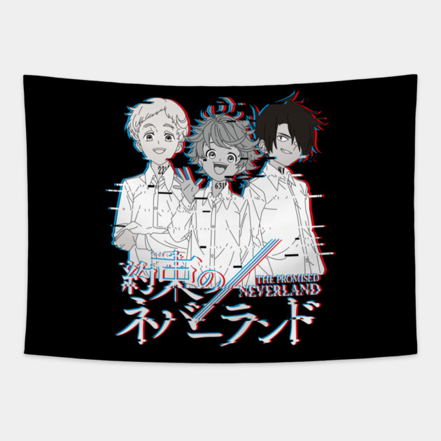 Promised Neverland - Glitch Art Tapestry by Otaku Vibes