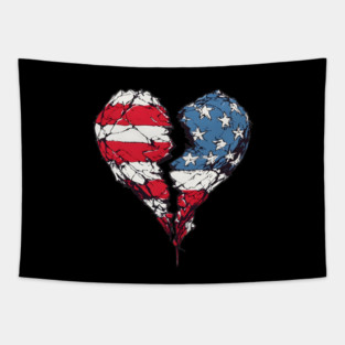 America: Broken American Heart Tapestry
