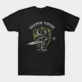 Shadow Vipers Tactical Badge Featuring Cobra and Dagger T-Shirt