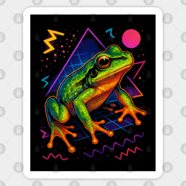 Retro Neon Sierran Tree Frog Sticker by Reptiq's Store