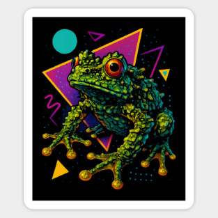 Retro Neon Mossy Tree Frog Magnet