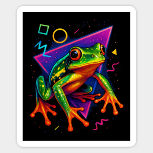 Retro Neon African Reed Frog Magnet