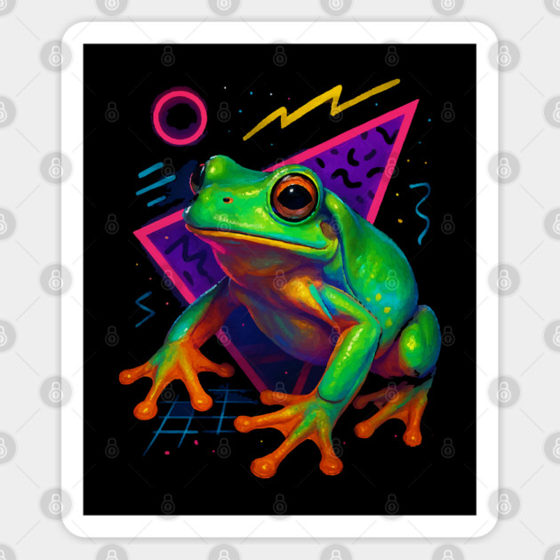 Retro Neon Whites Tree Frog Sticker by Reptiq's Store