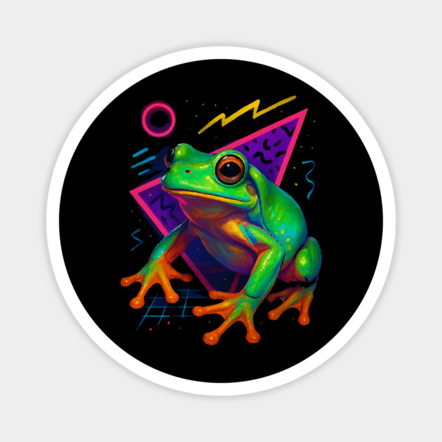 Retro Neon Whites Tree Frog Magnet by Reptiq's Store