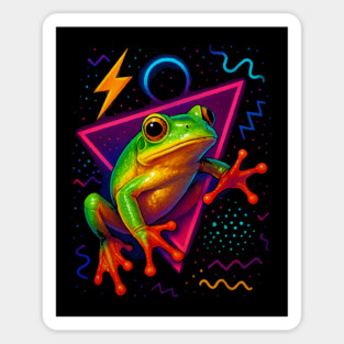 Retro Neon Squirrel Tree Frog Magnet