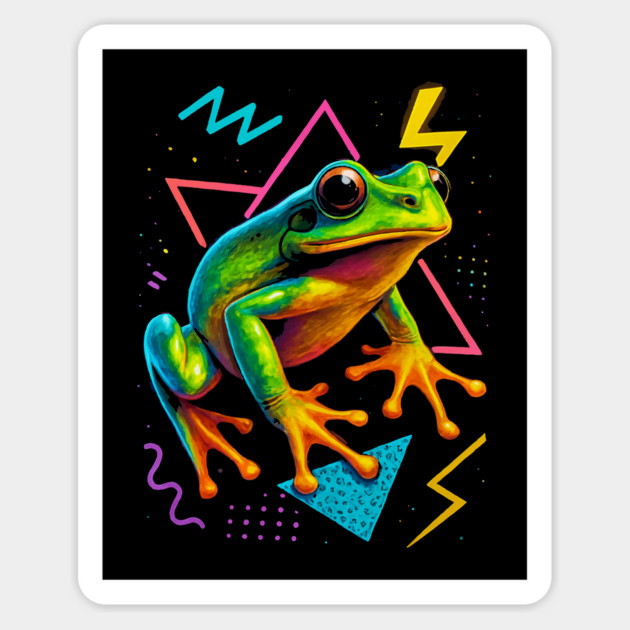 Retro Neon Green Tree Frog Magnet by Reptiq's Store