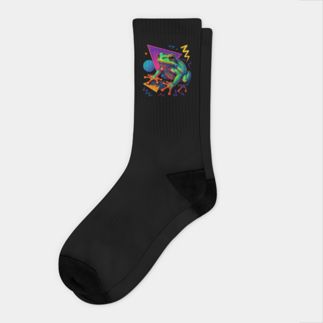 Retro Neon Gray Tree Frog Socks by Reptiq's Store