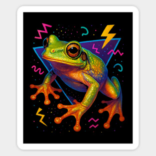 Retro Neon Cuban Tree Frog Magnet