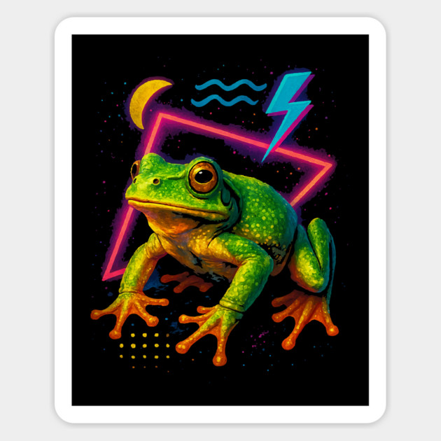 Retro Neon Barking Tree Frog Magnet by Reptiq's Store