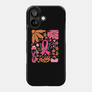 Breast Cancer Awareness, Boho Floral Breast Cancer Phone Case
