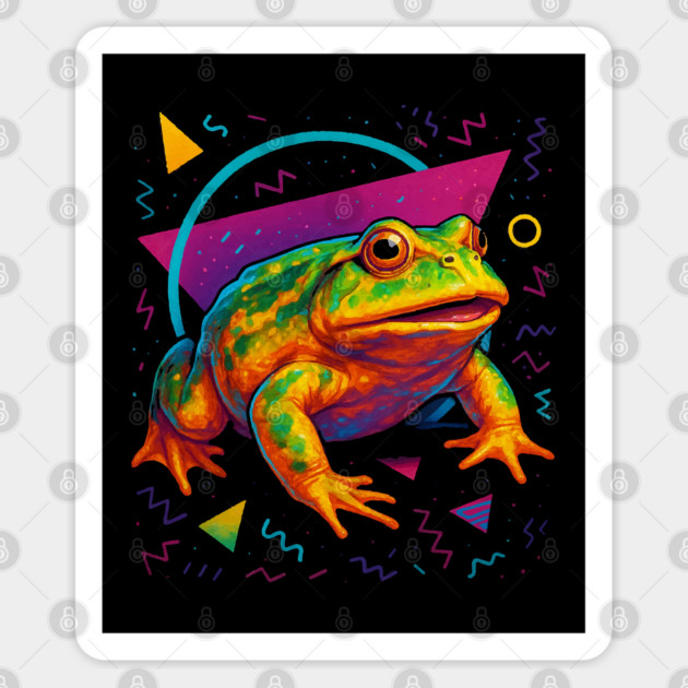 Retro Neon Budgett's Frog - Vibrant Terrestrial Amphibian Design Sticker by Reptiq's Store