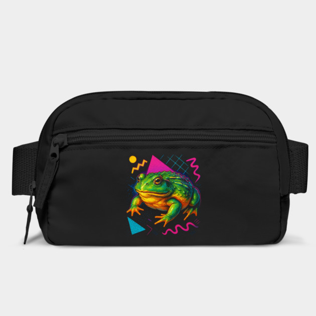 Retro Neon African Bullfrog - Vibrant Terrestrial Amphibian Design by Reptiq's Store