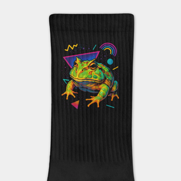 Retro Neon Cranwell's Horned Frog - Vibrant Terrestrial Amphibian Design by Reptiq's Store