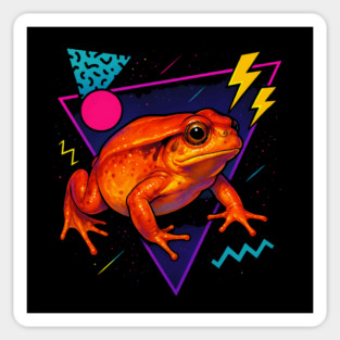 Retro Neon Tomato Frog - Vibrant Terrestrial Amphibian Design Sticker