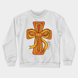 Cross with Bow Christian Faith Graphic Crewneck Sweatshirt