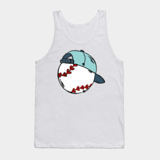Baseball Cap on Ball Illustration Tank Top