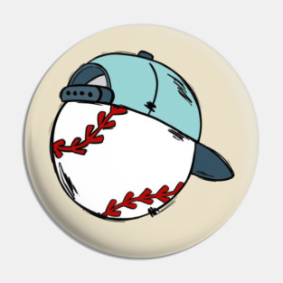 Baseball Cap on Ball Illustration Pin