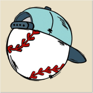 Baseball Cap on Ball Illustration Posters and Art