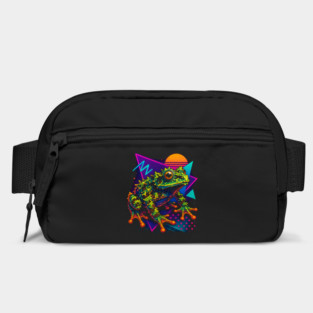 Retro Neon Vietnamese Mossy Frog - Vibrant Terrestrial Amphibian Design Bag