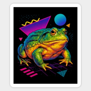 Retro Neon Pixie Frog - Vibrant Terrestrial Amphibian Design Magnet