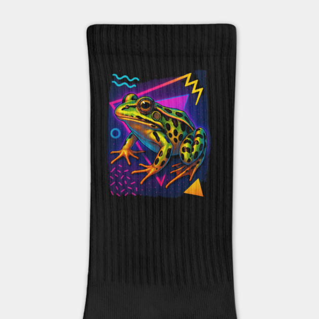 Retro Neon Leopard Frog - Vibrant Terrestrial Amphibian Design by Reptiq's Store